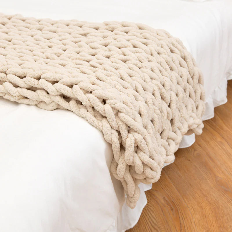 Weighted Knitted Wool Blanket β Deep Sleep & Cozy Comfort Throw
